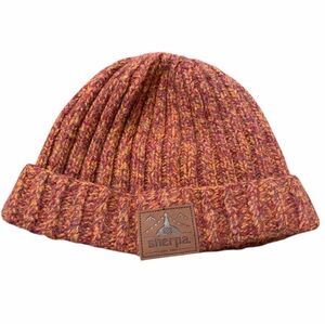 Sherpa Wool Knit Beanie in Red and Orange w/ Fleece lining. 🧶